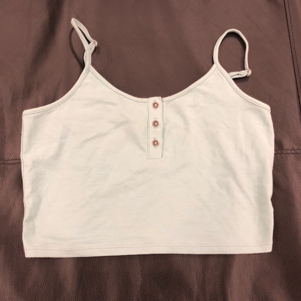 Teal Forever 21 Crop Top Henley